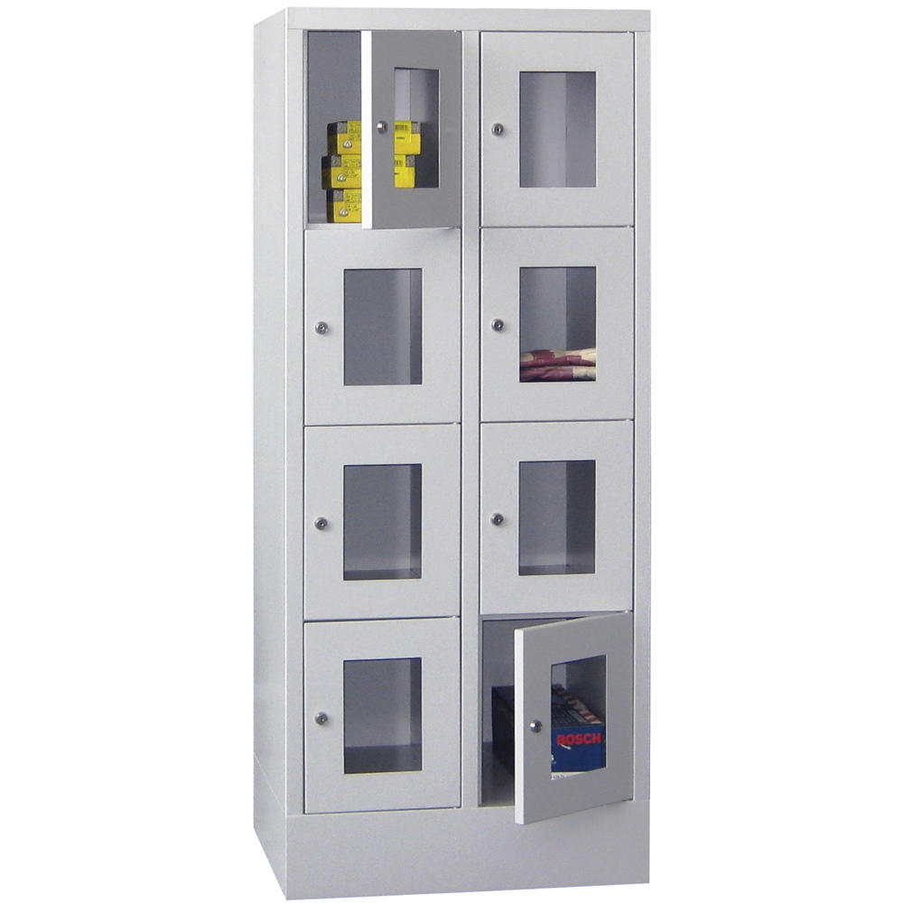 Schließfachschrank CLASSIC mit Sichtfenstertüren | Lichtgrau RAL 7035 | 300 | 2 | 8