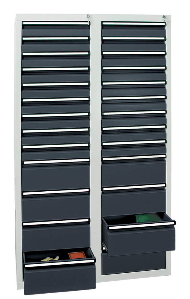 Schubladenschrank SYSTEM DTS 410, 26 Schubladen | Anthrazitgrau RAL 7016 | 1800 | 1000 | 26 Schübe