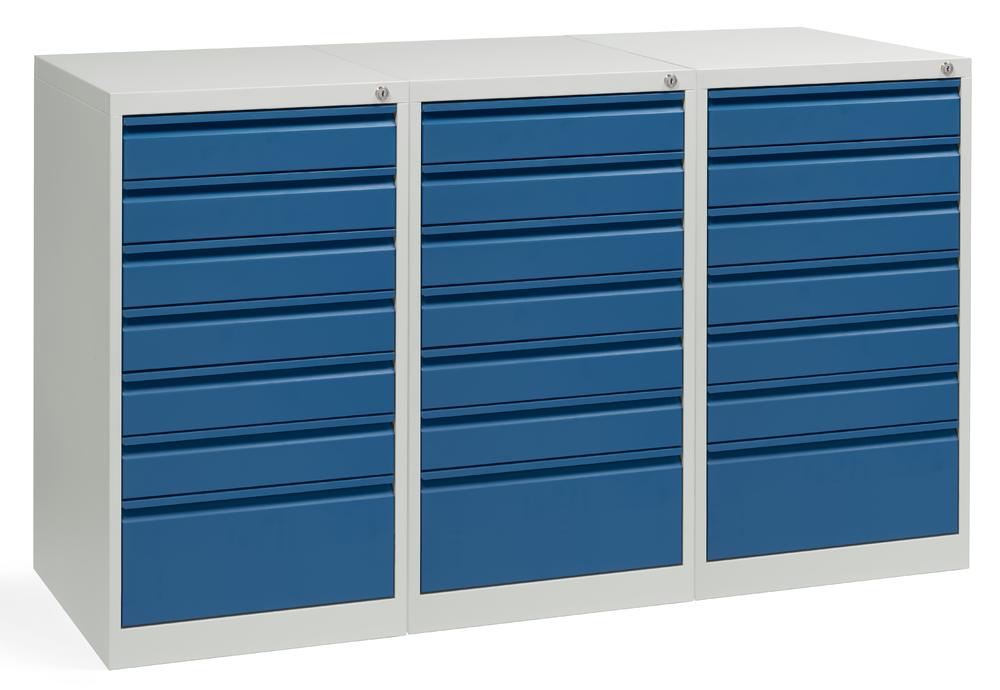 Schubladenschrank WS PROFI SYSTEM mit Griffleiste | SET 3x 7 Schubladen, 6 x 100mm, 1 x 200 mm
