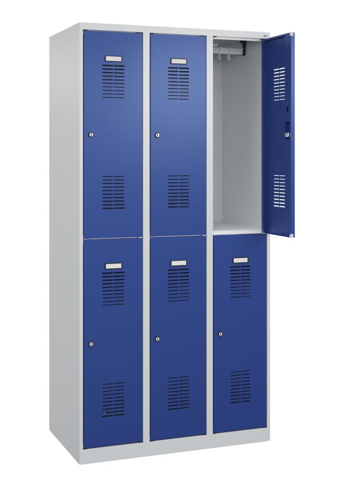 Doppelstöckiger Garderobenspind Basic Plus | Enzianblau RAL 5010 | Zylinderschloss | 6