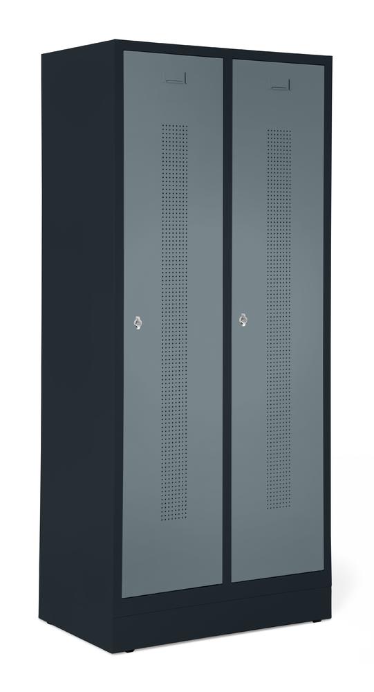 Garderobenspinde SYSTEM SP1 mit Sockel | Blaugrau RAL 7031 | mit Sockel | 400 | Drehriegelverschluss