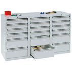 Schubladenschrank SYSTEM DTS 410 | Lichtgrau RAL 7035 | 900 | 1500 | 18 Schübe