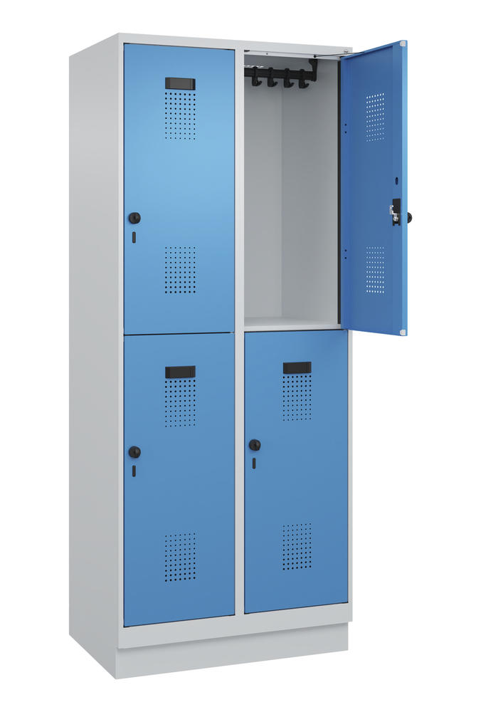 Doppelstöckiger Stahlspind EVOLO PLUS, mit Sockel | Lichtblau RAL 5012 | mit Sockel | Lichtgrau RAL 7035 | 400 | 2