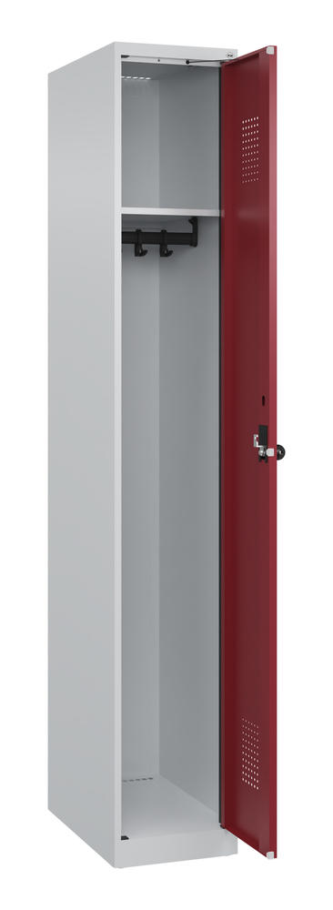 Garderoben-Stahlspind EVOLO PLUS, bodenstehend | Rubinrot RAL 3003 | Bodenstehend | Lichtgrau RAL 7035 | 300 | 1