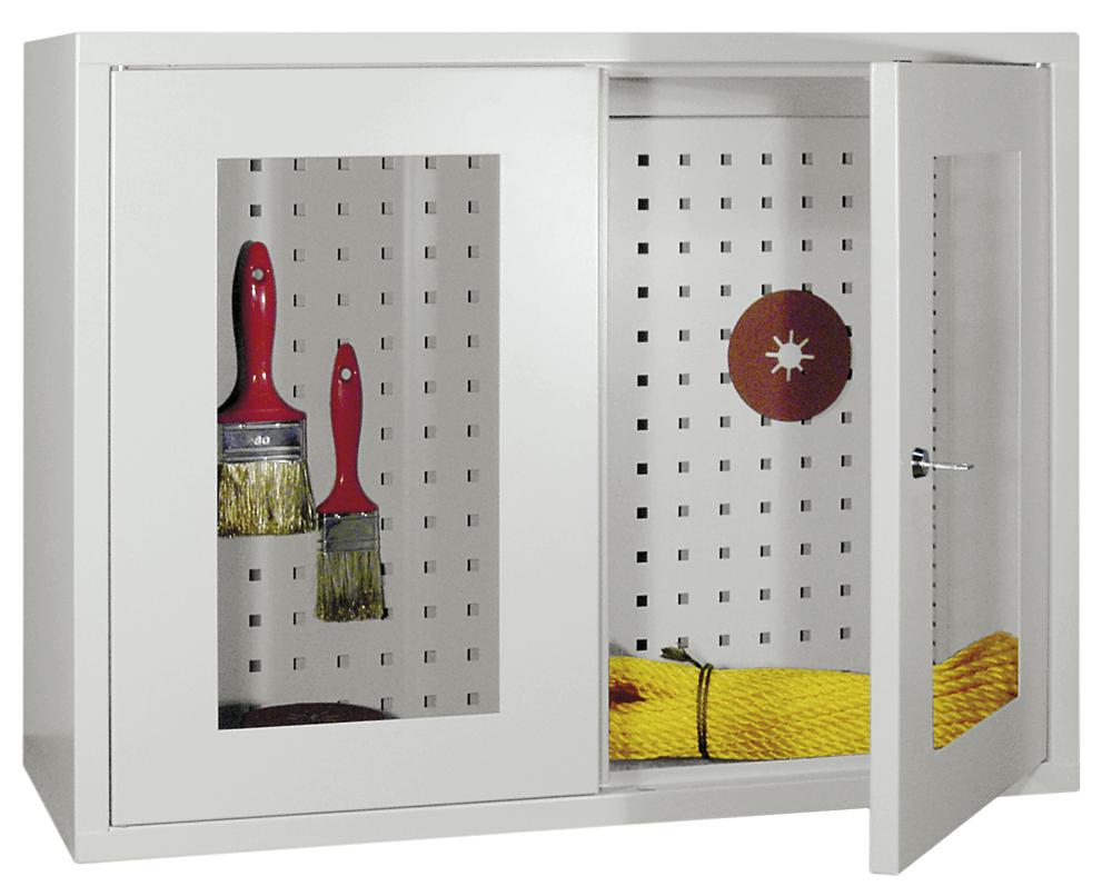 Flügeltüren-Hängeschrank | Enzianblau RAL 5010 | 800 | mit gelochter Rückwand