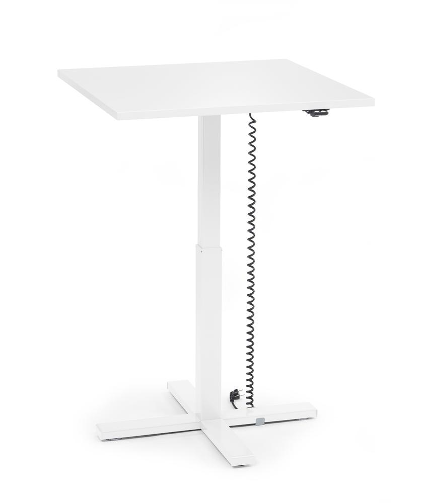 Höhenverstellbarer Schreibtisch MODUL Monosäule | Weiß | Platte Quadrat - B 800 x T 800 mm | Weiß