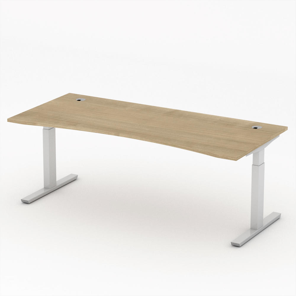 Schreibtisch Cockpit T-Fuß PROFI MODUL | Nussdekor | 1800 | Alusilber