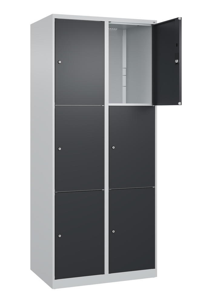 Schließfachschrank CLASSIC PLUS, bodenstehend | Schwarzgrau RAL 7021 | Bodenstehend | Lichtgrau RAL 7035 | 400 | 2 | 6