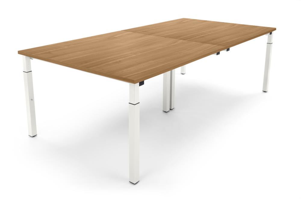 Konferenztisch System MODUL | Nussdekor | 2400 | 1200 | Alusilber RAL 9006