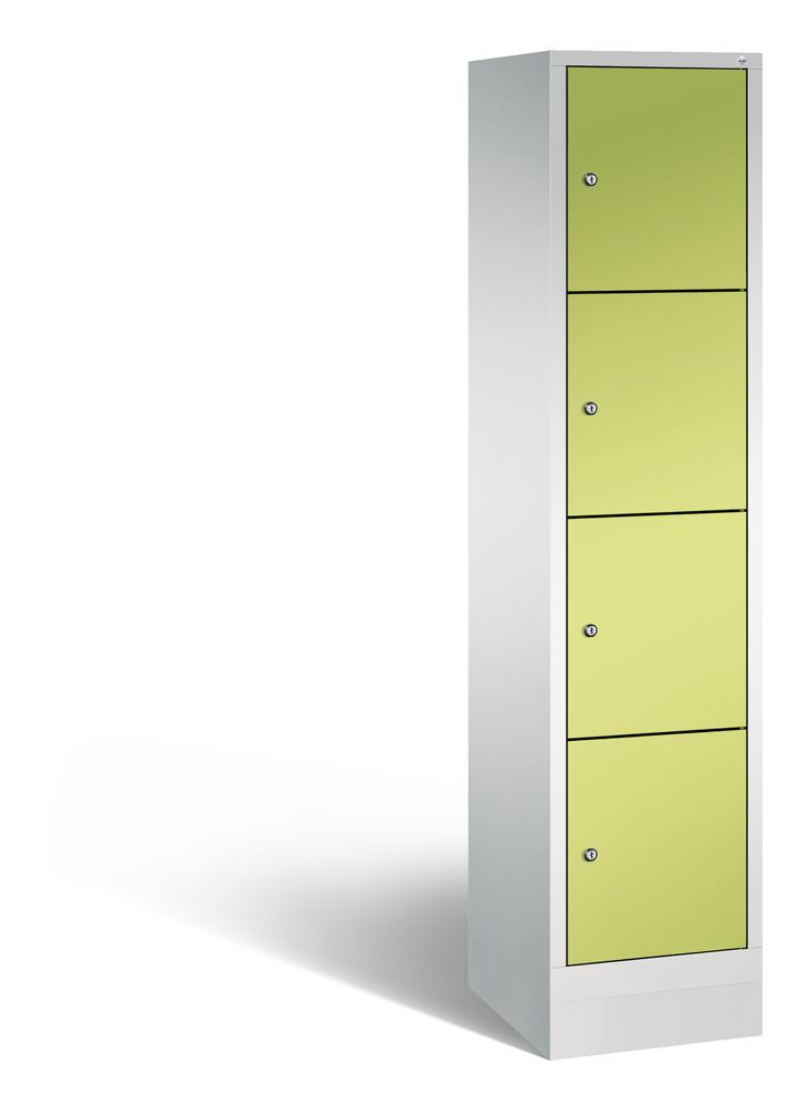 Schließfachschrank mit Ladefunktion, 4 Fächer | Clowngrün RAL 1108060 | Zylinderschloss | 4