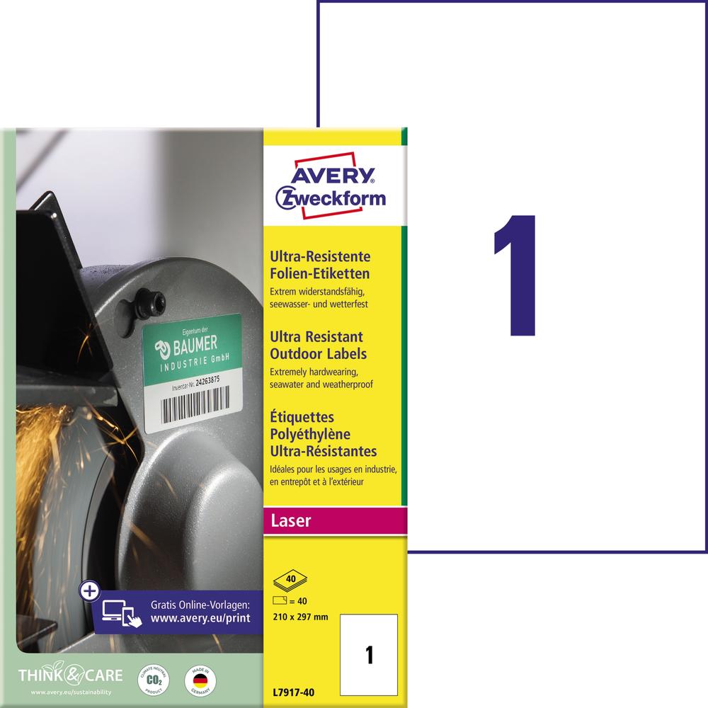 Avery Zweckform Etikett L7917-40 210x297mm ws 40