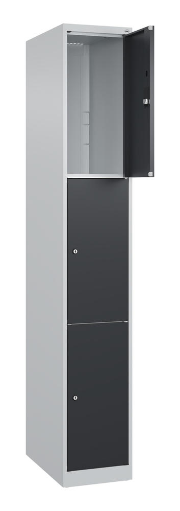 Schließfachschrank CLASSIC PLUS, bodenstehend | Schwarzgrau RAL 7021 | Bodenstehend | Lichtgrau RAL 7035 | 300 | 1 | 3
