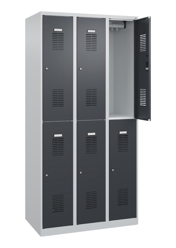Doppelstöckiger Garderobenspind Basic Plus | Anthrazitgrau RAL 7016 | Zylinderschloss | 6