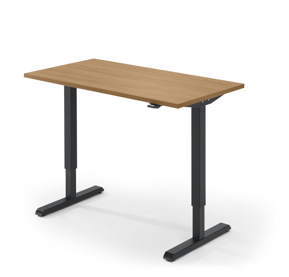 Höhenverstellbarer Schreibtisch Tiefe 650 mm | Nussdekor | 1200 | Schwarz