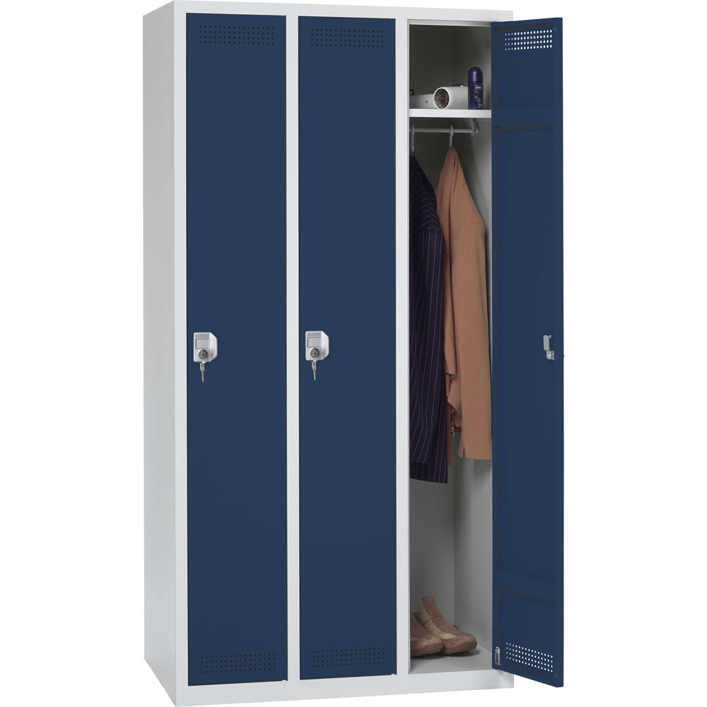 Garderoben-Stahlspind SP PROFI SYSTEM | Stahlblau RAL 5011 | Bodenstehend | 300 | Zylinderschloss