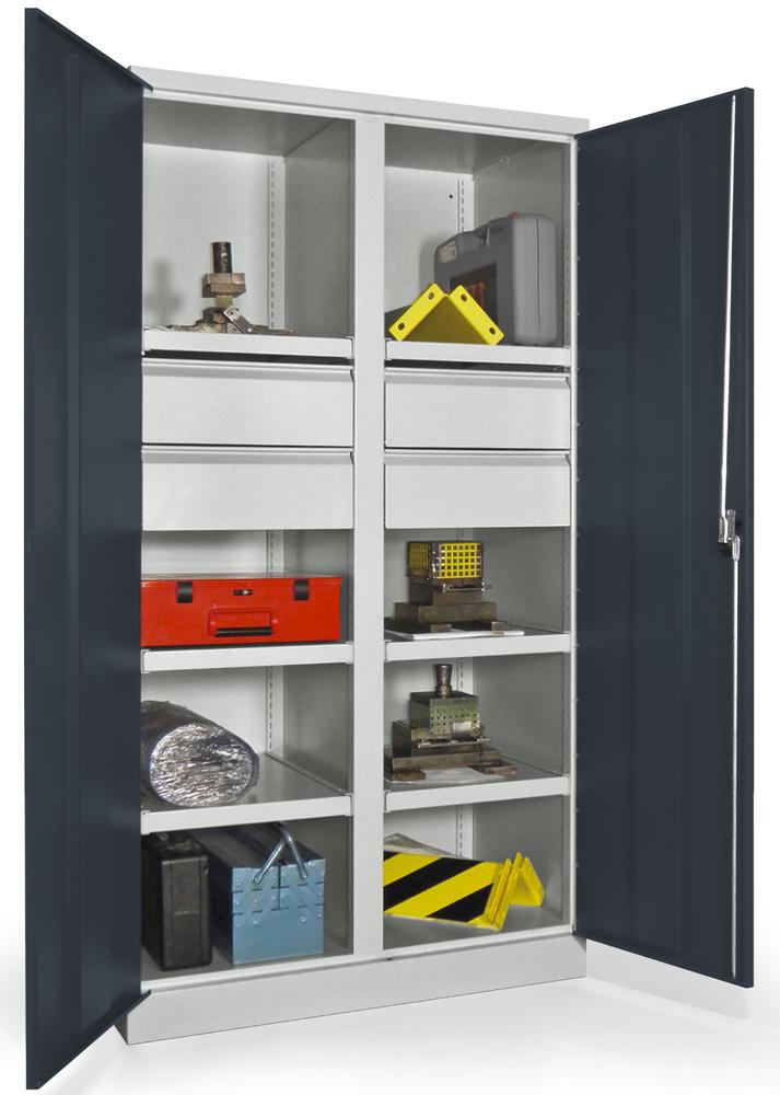 Schwerlastschrank mit Mitteltrennwand | Anthrazitgrau RAL 7016 | 1040 | 4 Schubladen H175 mm