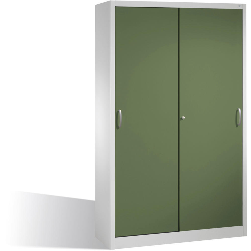 Schiebetürenschrank SYSTEM STB 100 | Resedagrün RAL 6011 | 1200 | 400
