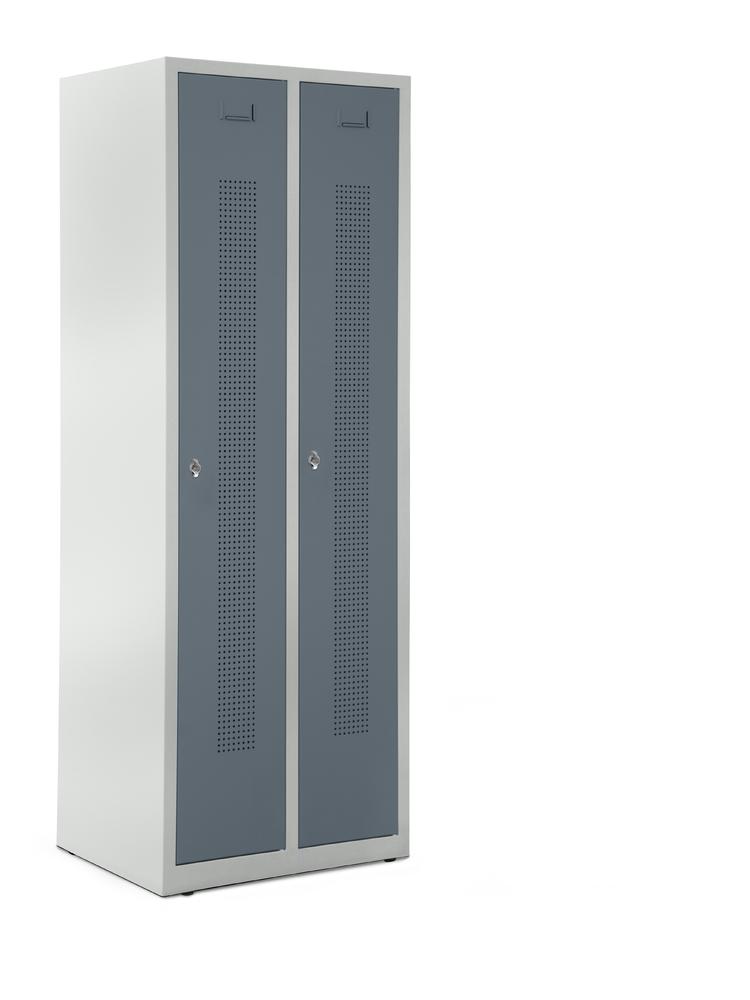 Garderobenspinde SYSTEM SP1 bodenstehend | Blaugrau RAL 7031 | Bodenstehend | 300 | Drehriegelverschluss
