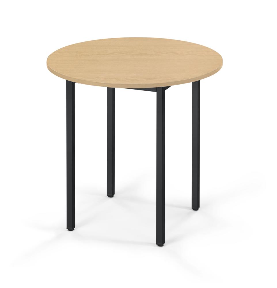 Konferenztisch rund, Gestell 4-Fuß | Buchedekor | Anthrazitgrau RAL 7016 | 600