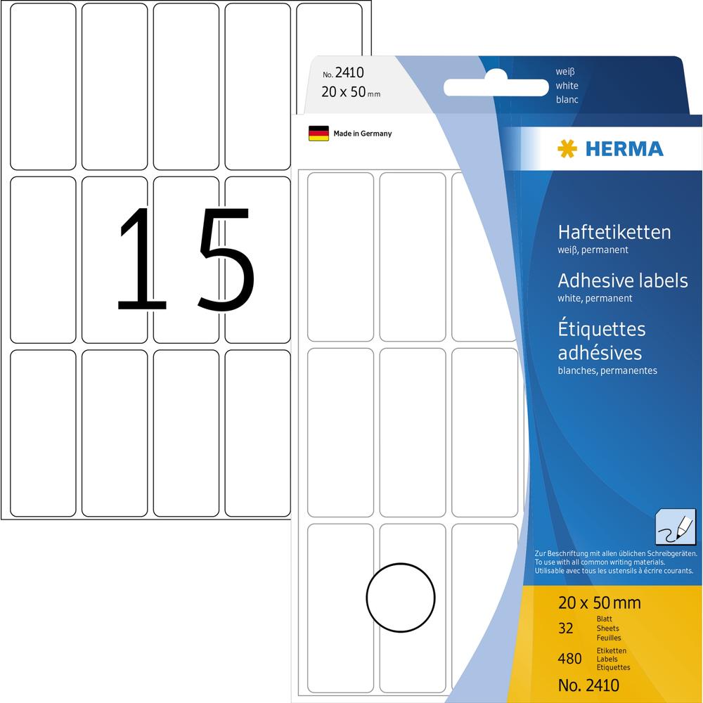 HERMA Vielzwecketikett 2410 20x50mm Papier weiß