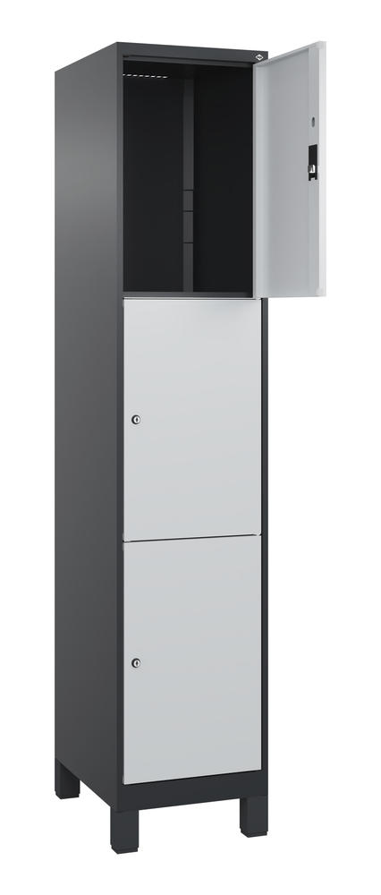 Schließfachschrank CLASSIC PLUS, mit Füßen | Lichtgrau RAL 7035 | mit Füßen | Schwarzgrau RAL 7021 | 400 | 1 | 3