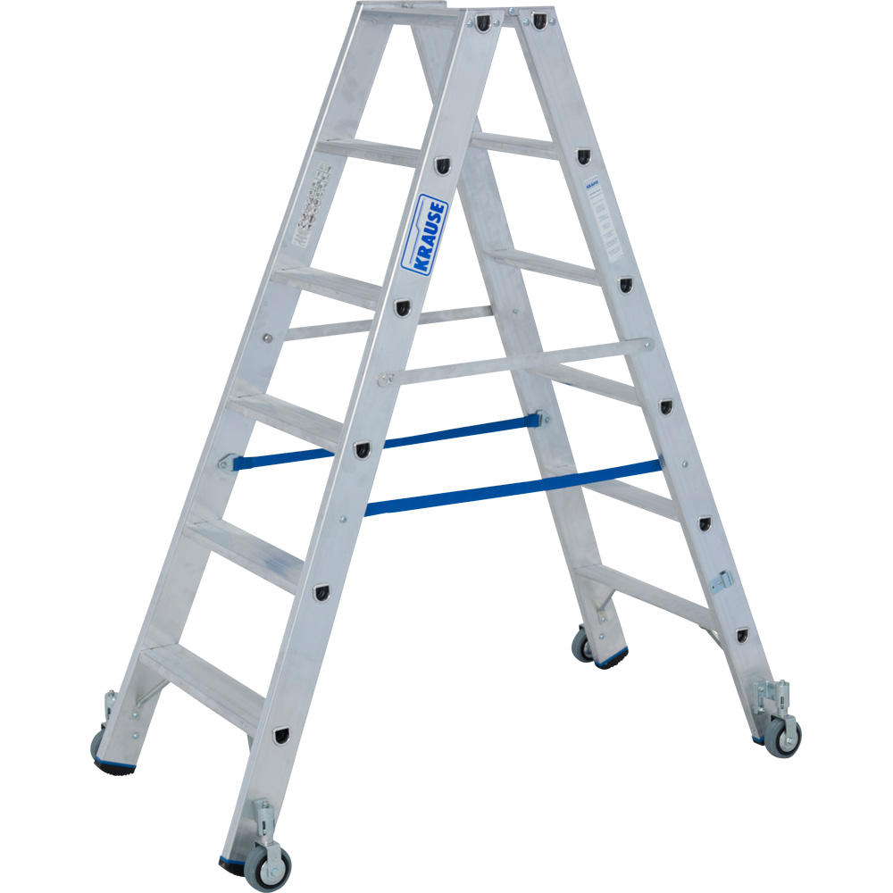Stufen-Doppelleiter Stabilo fahrbar, 2 x 6 Stufen | 2940