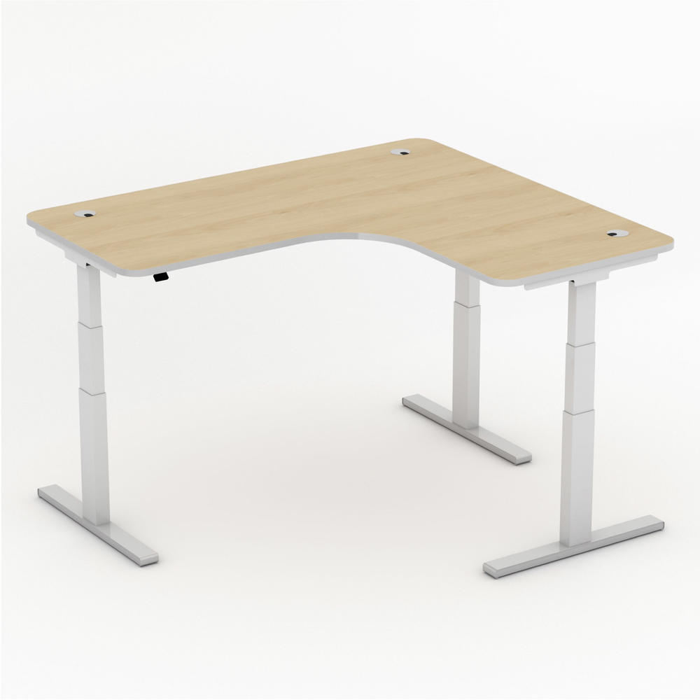 Höhenverstellbarer Eckschreibtisch iMODUL | Buchedekor | 1800 | Eckschreibtisch rechtsseitig