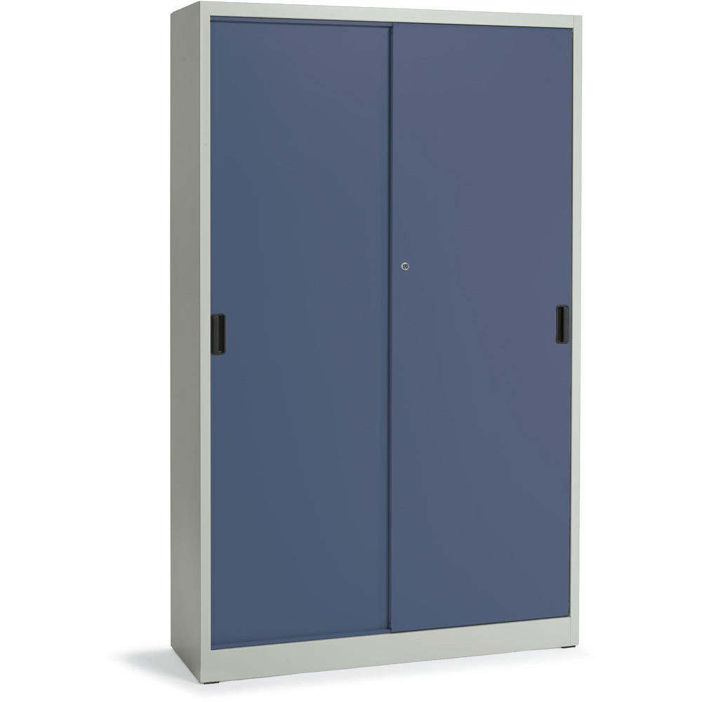 Werkstatt-Schiebetürenschrank DELTA | Blaugrau RAL 7031 | 1200