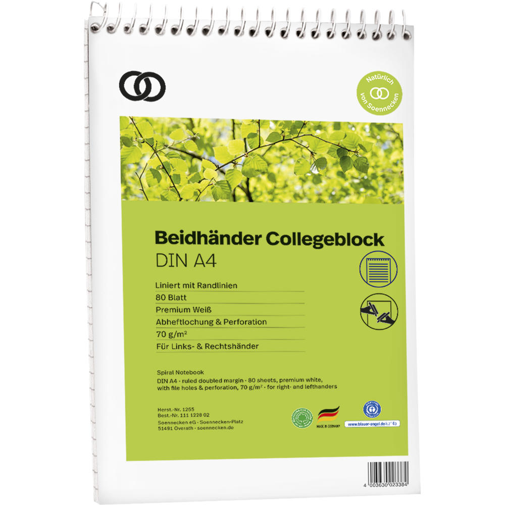 Soennecken Kopfspiralblock oeco 1255 RC A4 80Blatt
