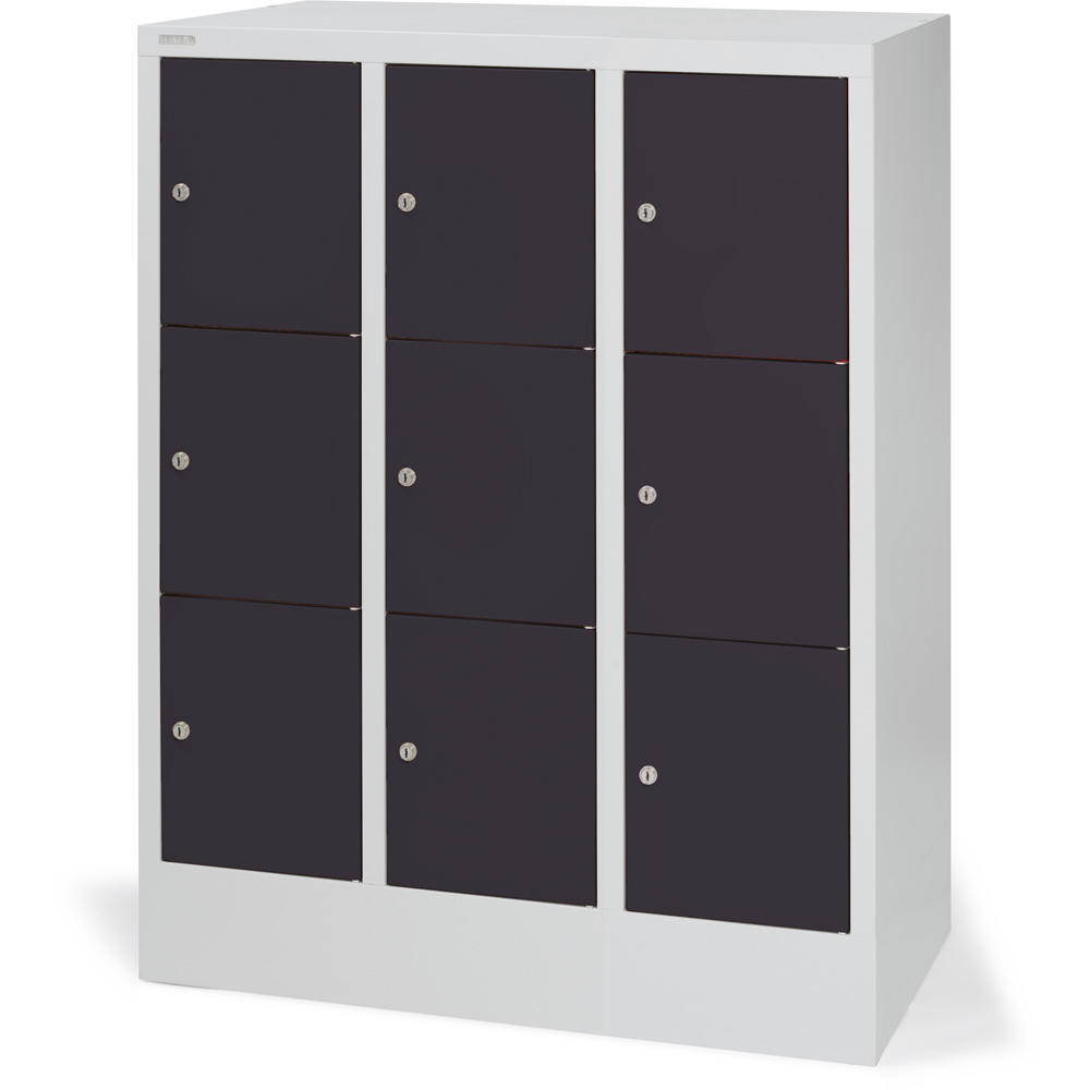 Schließfachschrank CLASSIC mit glatten Türen | Anthrazitgrau RAL 7016 | 300 | 3 | 9