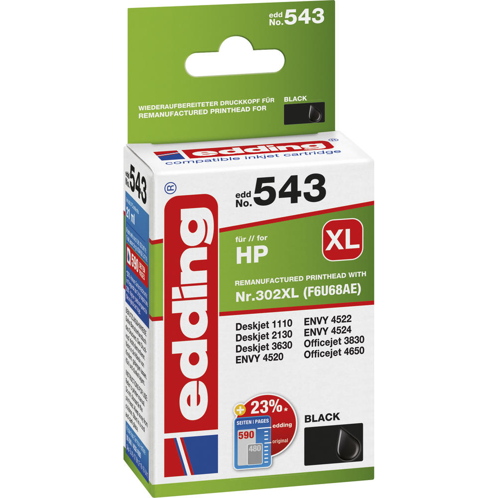 edding Tintenpatrone 18-543 wie HP 302XL F6U68AE