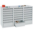 Schubladenschrank SYSTEM DTS 410 | Lichtgrau RAL 7035 | 900 | 1500 | 21 Schübe