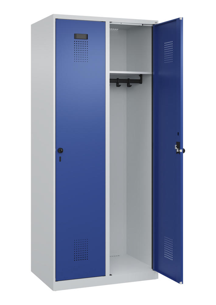 Garderoben-Stahlspind EVOLO PLUS, bodenstehend | Enzianblau RAL 5010 | Bodenstehend | Lichtgrau RAL 7035 | 400 | 2