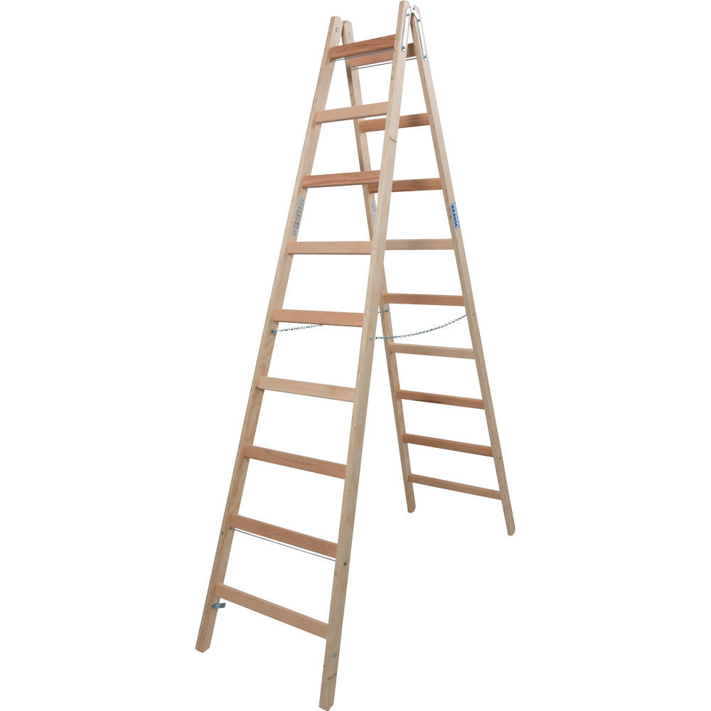 Holz Sprossen-Doppelleiter Stabilo, 2x9 Sprossen | 3780