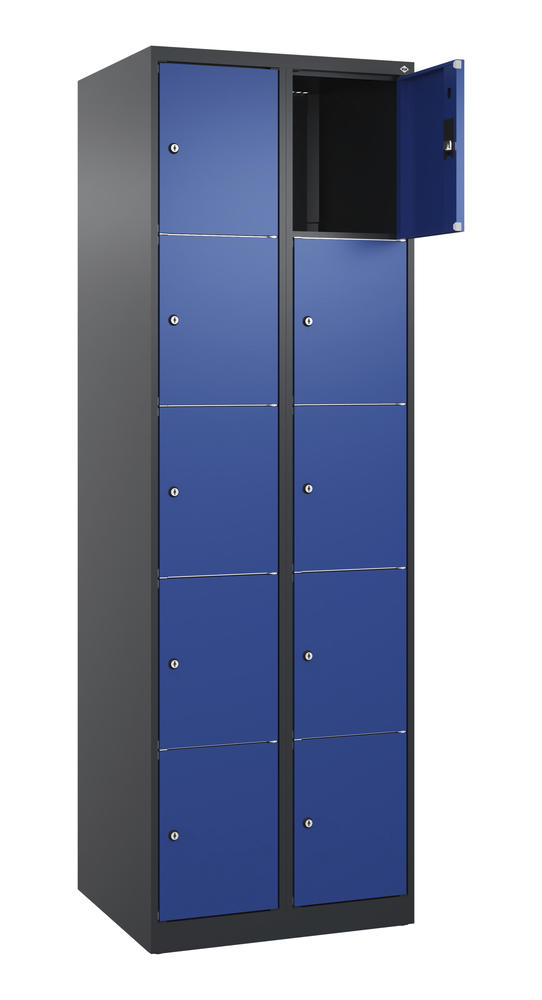 Schließfachschrank CLASSIC PLUS, bodenstehend | Enzianblau RAL 5010 | Bodenstehend | Schwarzgrau RAL 7021 | 300 | 2 | 10