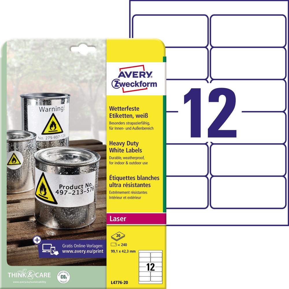 Avery Zweckform Folienetikett L4776-20 99,1x42,3mm