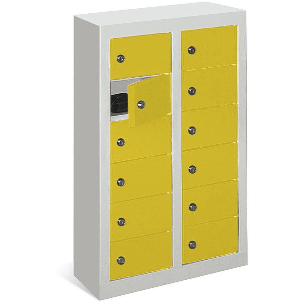 Kleinfachschrank 2 x 6 Fächer | Zinkgelb RAL 1018 | 815 | ohne Etikettenrahmen | 12