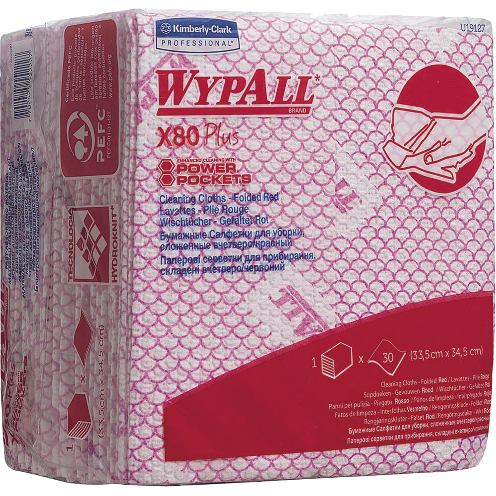 WYPALL Wischtuch X80 19127 Viertelfalz 35x34cm rt