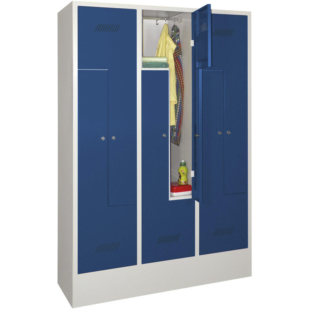Z-Garderoben Stahlspind BASIC mit Sockel | Enzianblau RAL 5010 | mit Sockel | 6