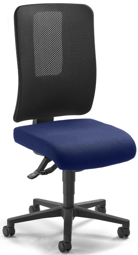 Bürostuhl APERTO ohne Armlehnen | Schwarz/Blau | mit Netzrücken