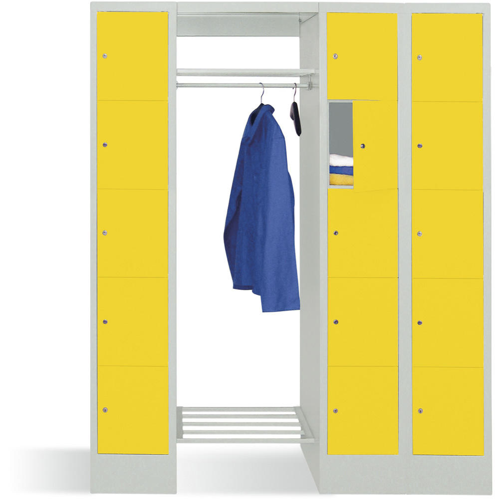 Garderobe mit Schließfachschränken BASIC | Zinkgelb RAL 1018 | 300 | 2 | 15