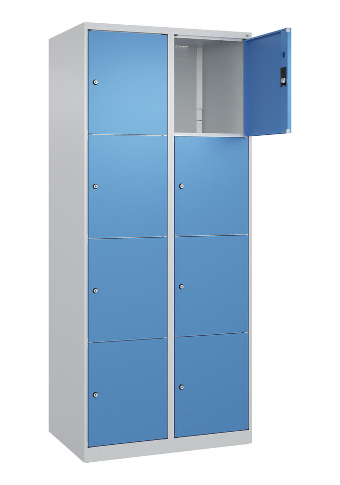 Schließfachschrank CLASSIC PLUS, bodenstehend | Lichtblau RAL 5012 | Bodenstehend | Lichtgrau RAL 7035 | 400 | 2 | 8