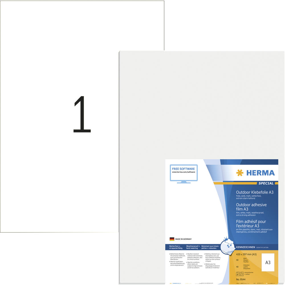 HERMA Etikett Outdoor 9544 297x420mm weiß 40
