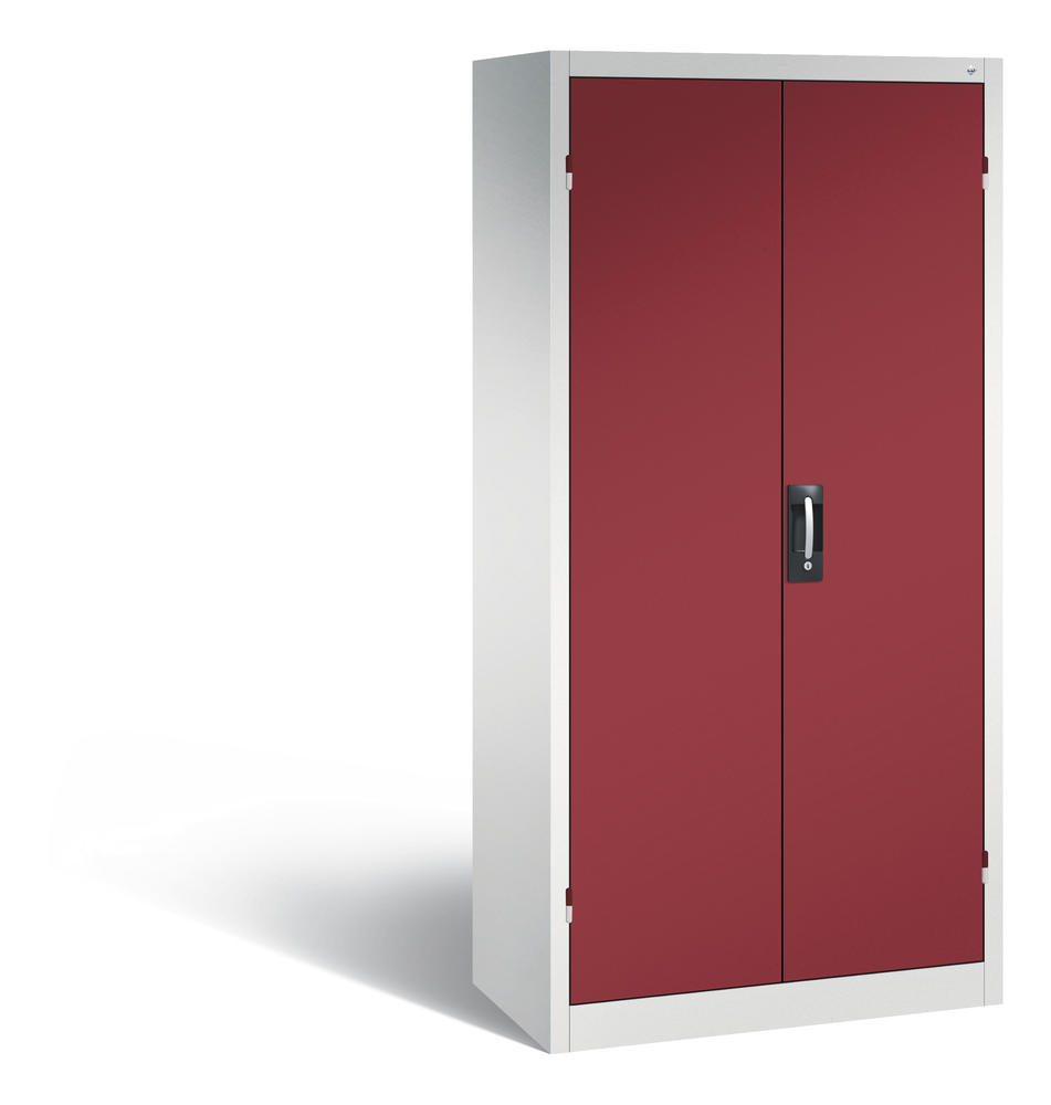 Akkuladeschrank Serie Basic, Vollblechtüren | Rubinrot RAL 3003 | Basic, ohne Schubladenblock | Vollblechtüren | Lichtgrau RAL 7035