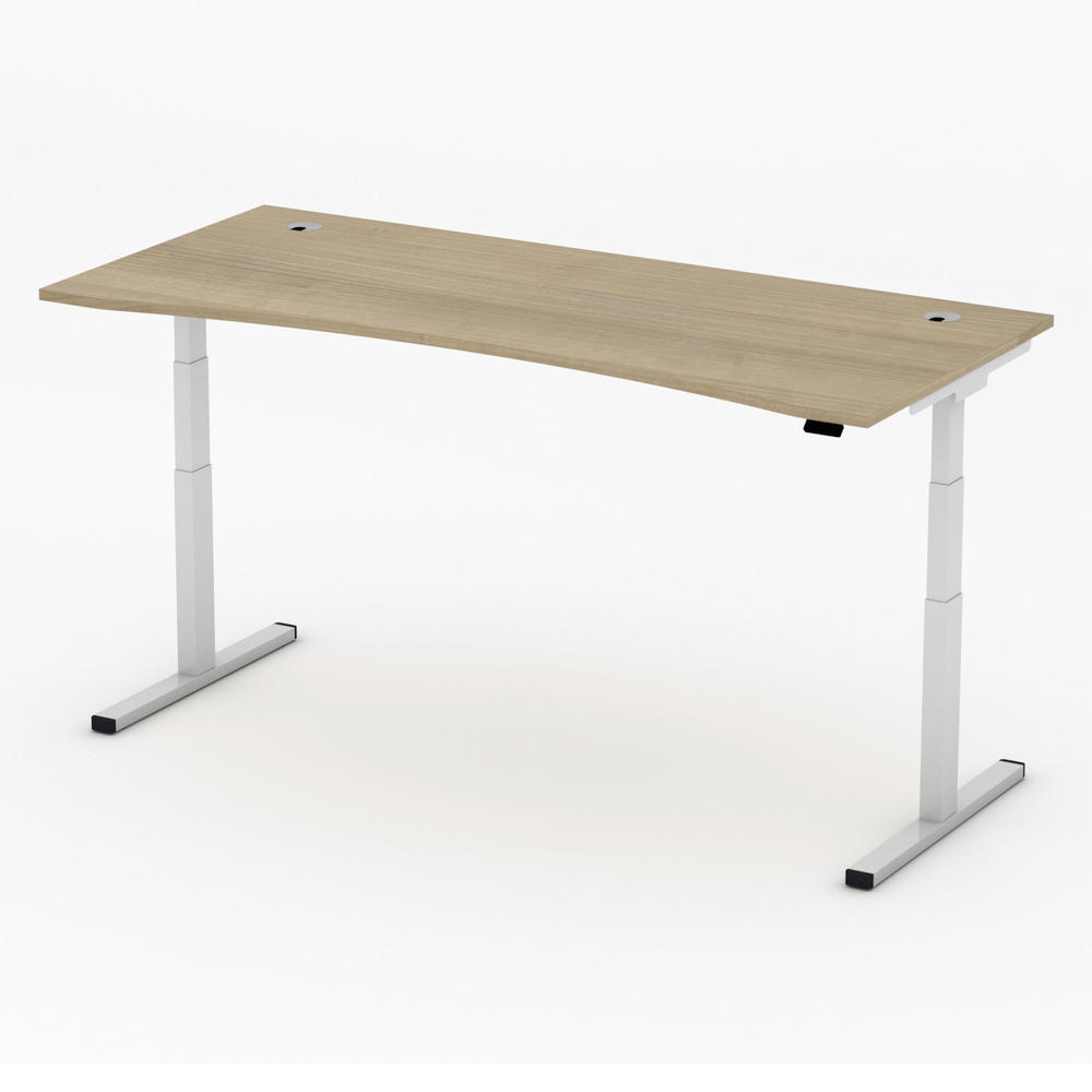 Höhenverstellbarer Schreibtisch MULTI MODUL-PRO | Nussdekor | 2000 | Alusilber