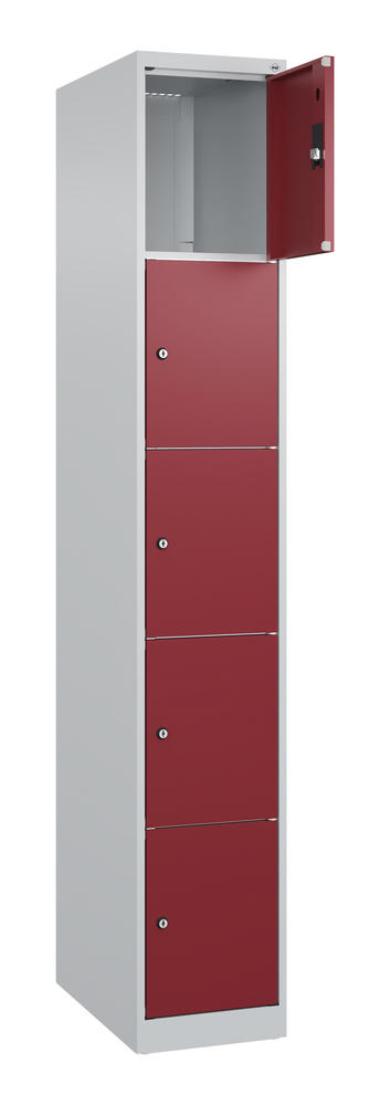 Schließfachschrank CLASSIC PLUS, bodenstehend | Rubinrot RAL 3003 | Bodenstehend | Lichtgrau RAL 7035 | 300 | 1 | 5