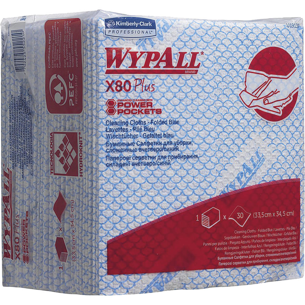 WYPALL Wischtuch X80 19139 Viertelfalz 35x34cm bl