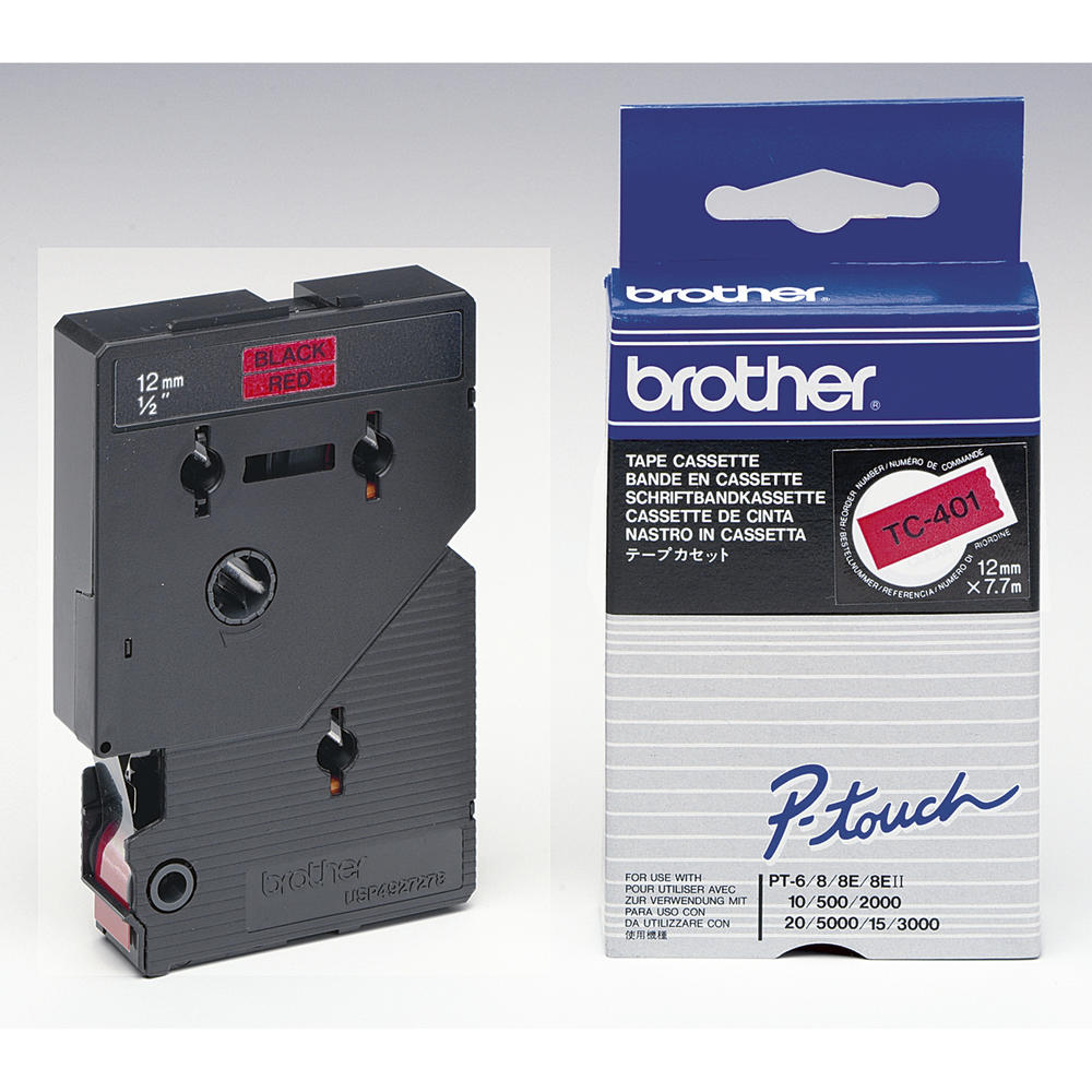 P-touch Schriftbandkassette TC401 12mmx7,7m