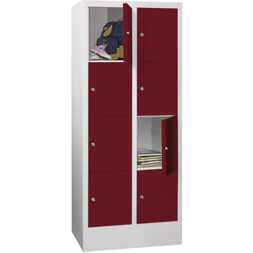 Schließfachschrank CLASSIC mit glatten Türen | Rubinrot RAL 3003 | 300 | 2 | 8