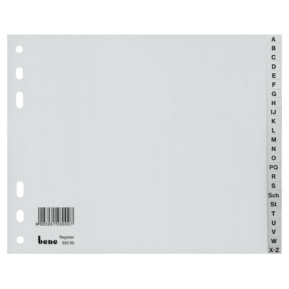 Bene Register 93200 A-Z DIN A4 halbe Höhe 24teilig